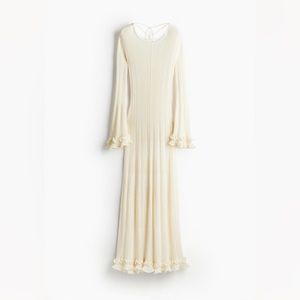NWT VIRAL H&M Tie Back Rib Knit Dress - Cream XS